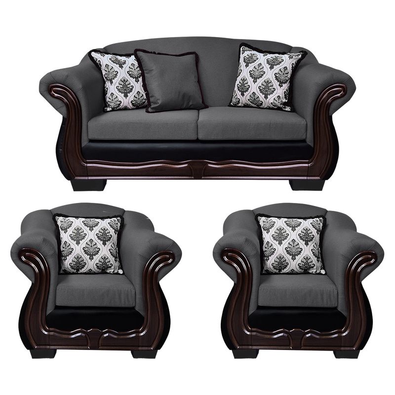AMERICA DECORA - Living Con Resorte Estructural Búfalo 5 Personas 3+1+1 Chenille+PU