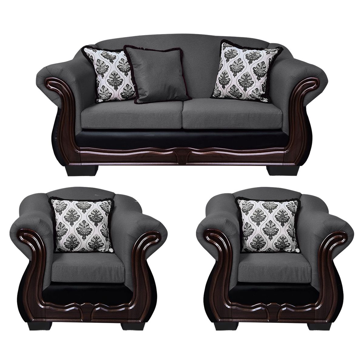 AMERICA DECORA - Living Con Resorte Estructural Búfalo 5 Cuerpos 3+1+1 Chenille+PU