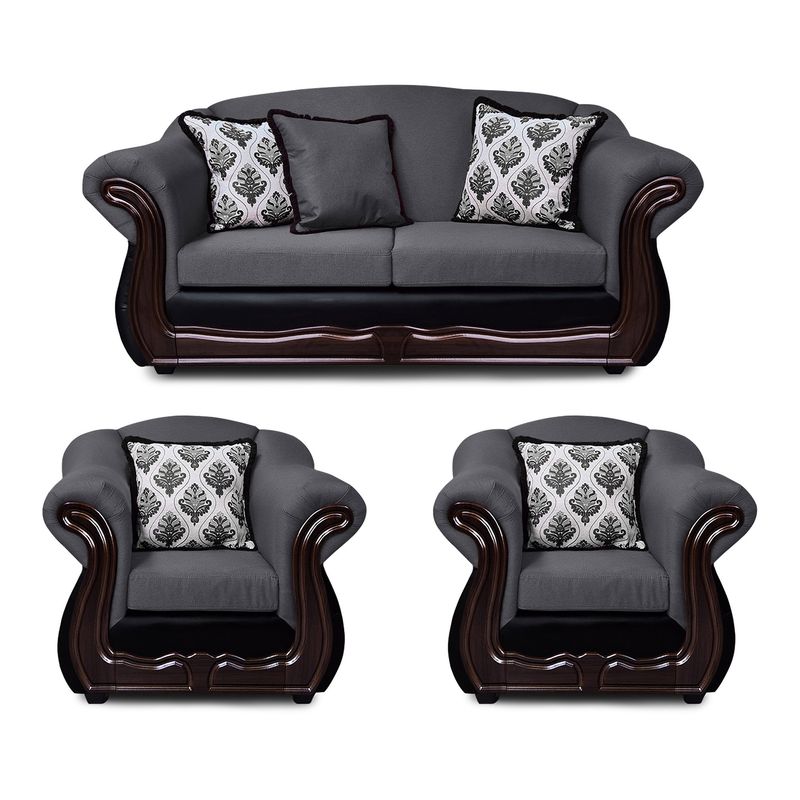 AMERICA DECORA - Living Con Resorte Estructural Búfalo 5 Personas 3+1+1 Chenille+PU