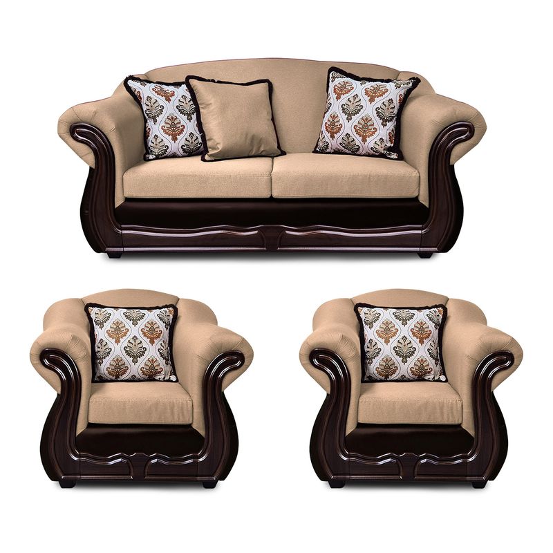 AMERICA DECORA - Living Con Resorte Estructural Búfalo 5 Personas 3+1+1 Chenille+PU