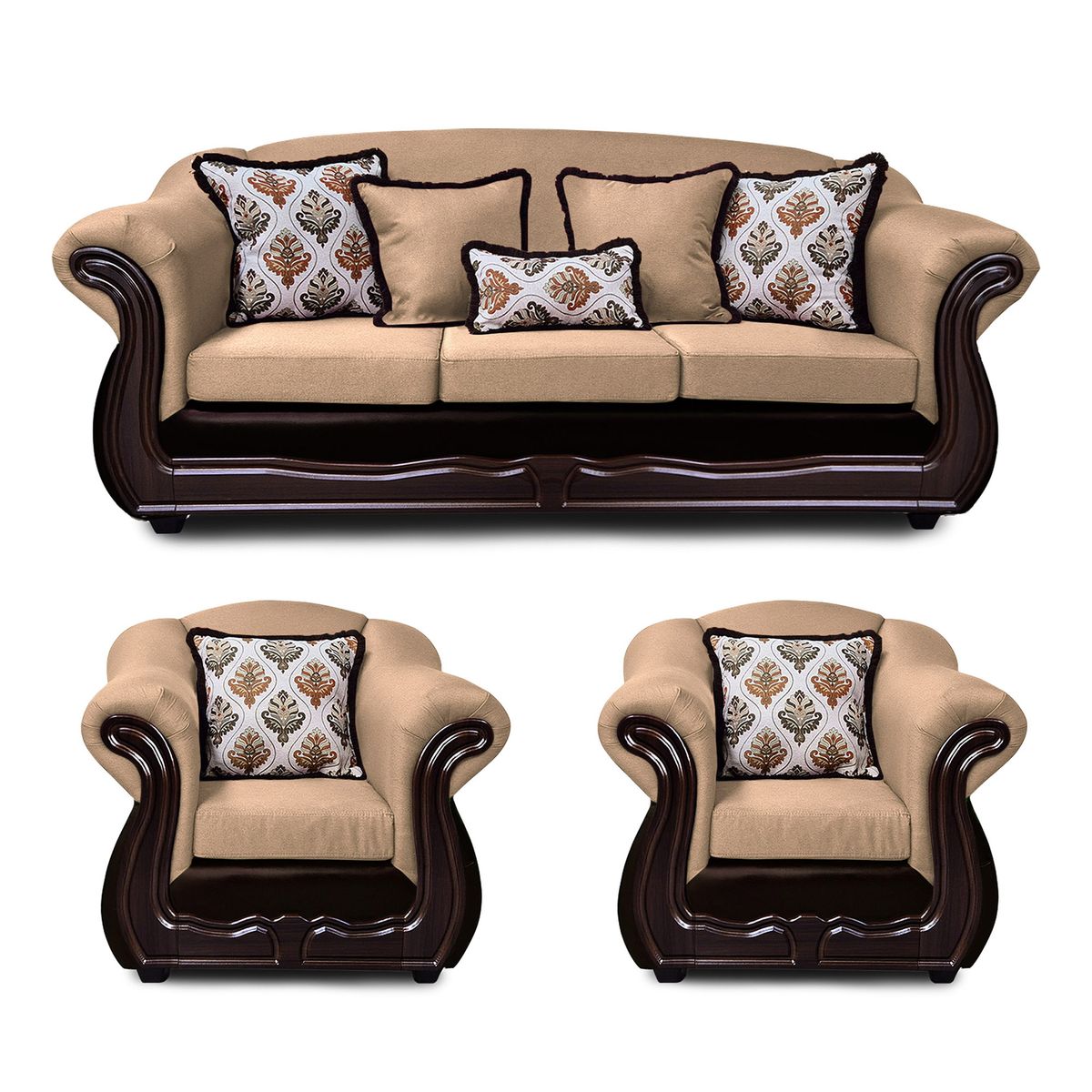 AMERICA DECORA - Living Con Resorte Estructural Búfalo 6 Cuerpos 4+1+1 Chenille+PU