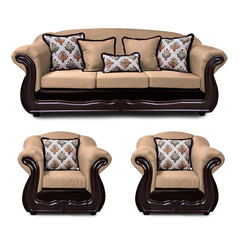 AMERICA DECORA - Living Con Resorte Estructural Búfalo 6 Personas 4+1+1 Chenille+PU