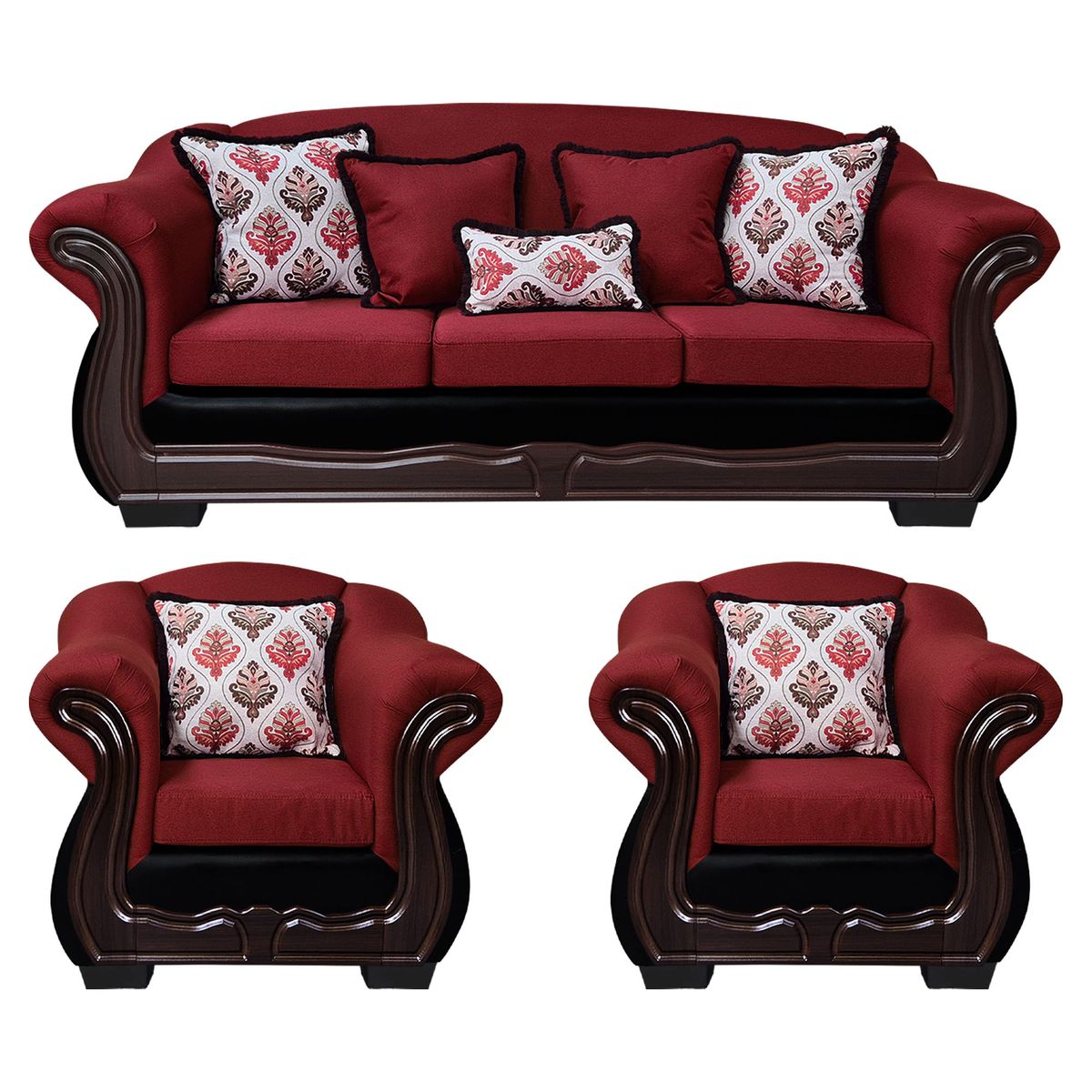 AMERICA DECORA - Living Con Resorte Estructural Búfalo 6 Personas 4+1+1 Chenille+PU