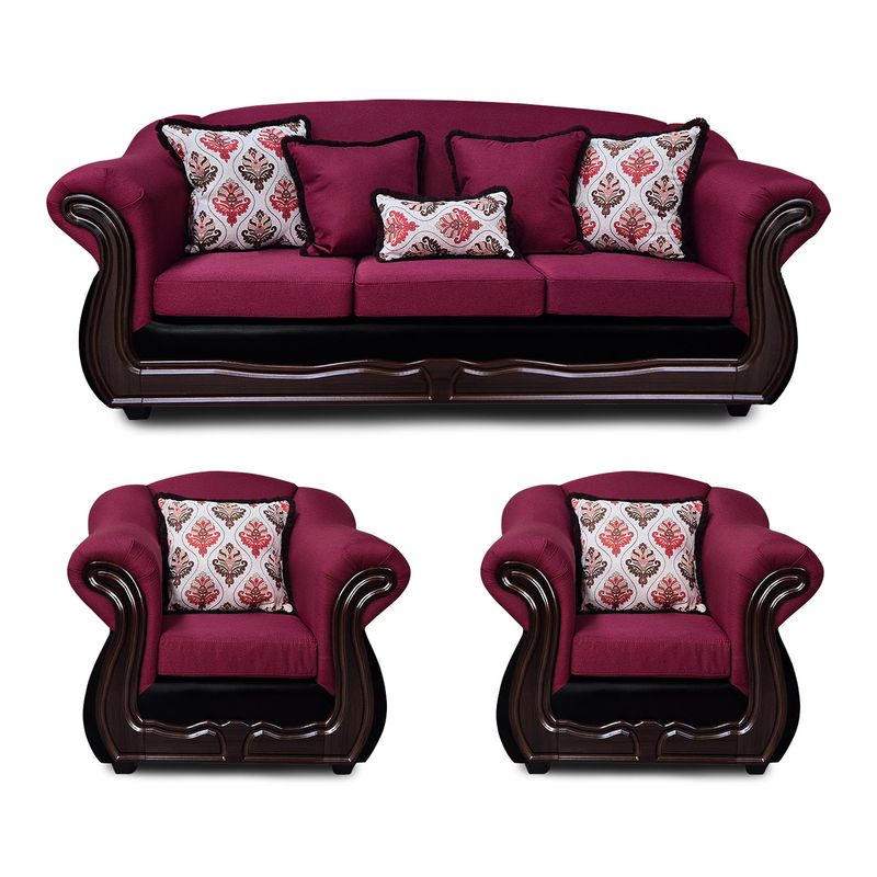 AMERICA DECORA - Living Con Resorte Estructural Búfalo 6 Personas 4+1+1 Chenille+PU