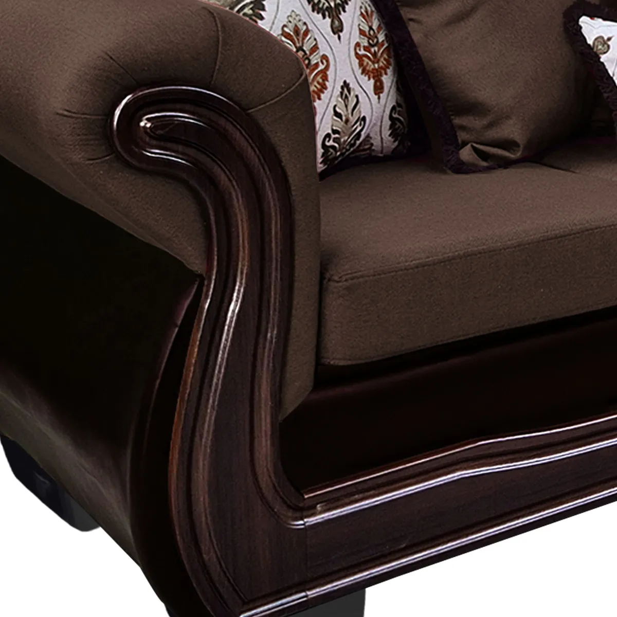 AMERICA DECORA - Living Con Resorte Estructural Búfalo 6 Cuerpos 4+1+1 Chenille+PU