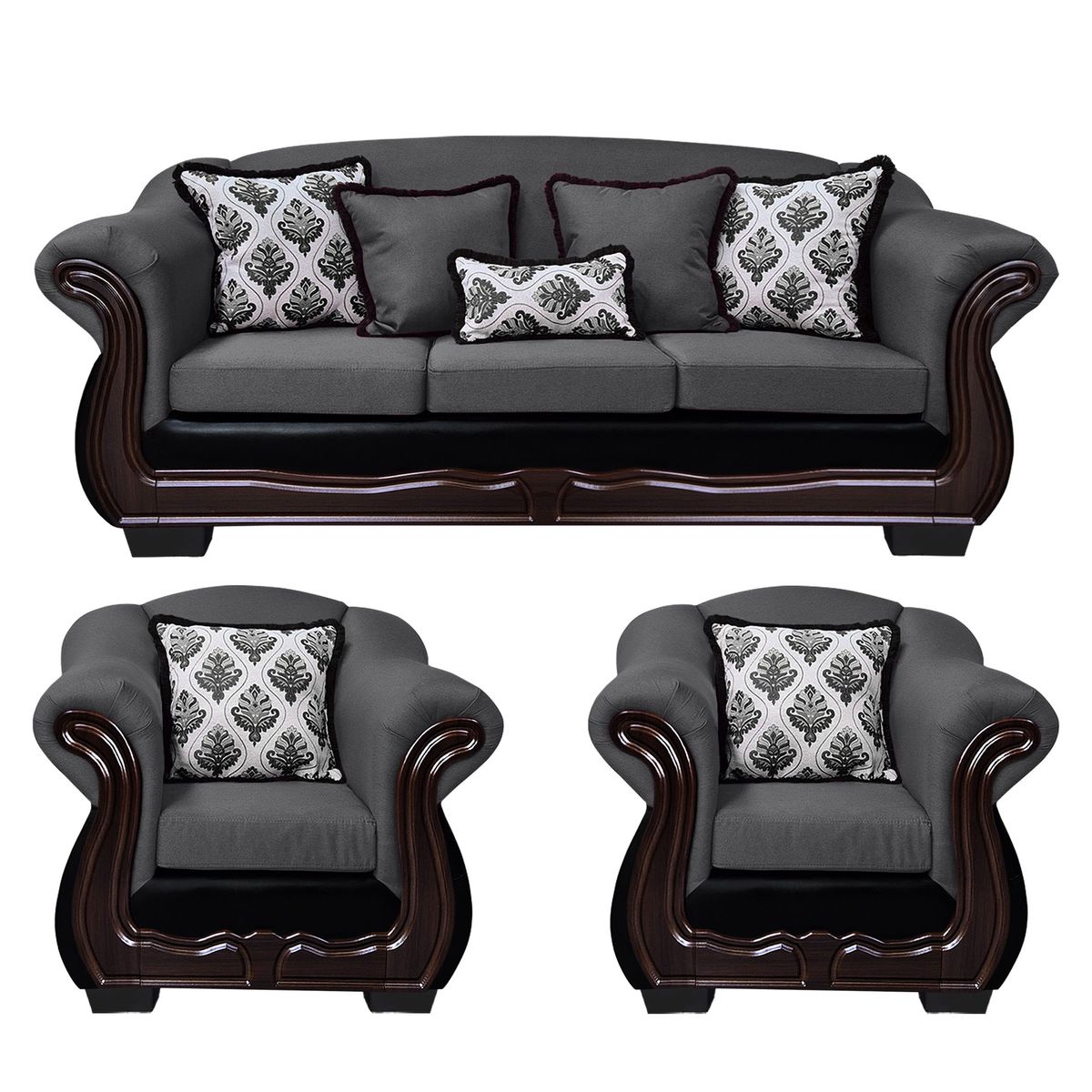 AMERICA DECORA - Living Con Resorte Estructural Búfalo 6 Cuerpos 4+1+1 Chenille+PU