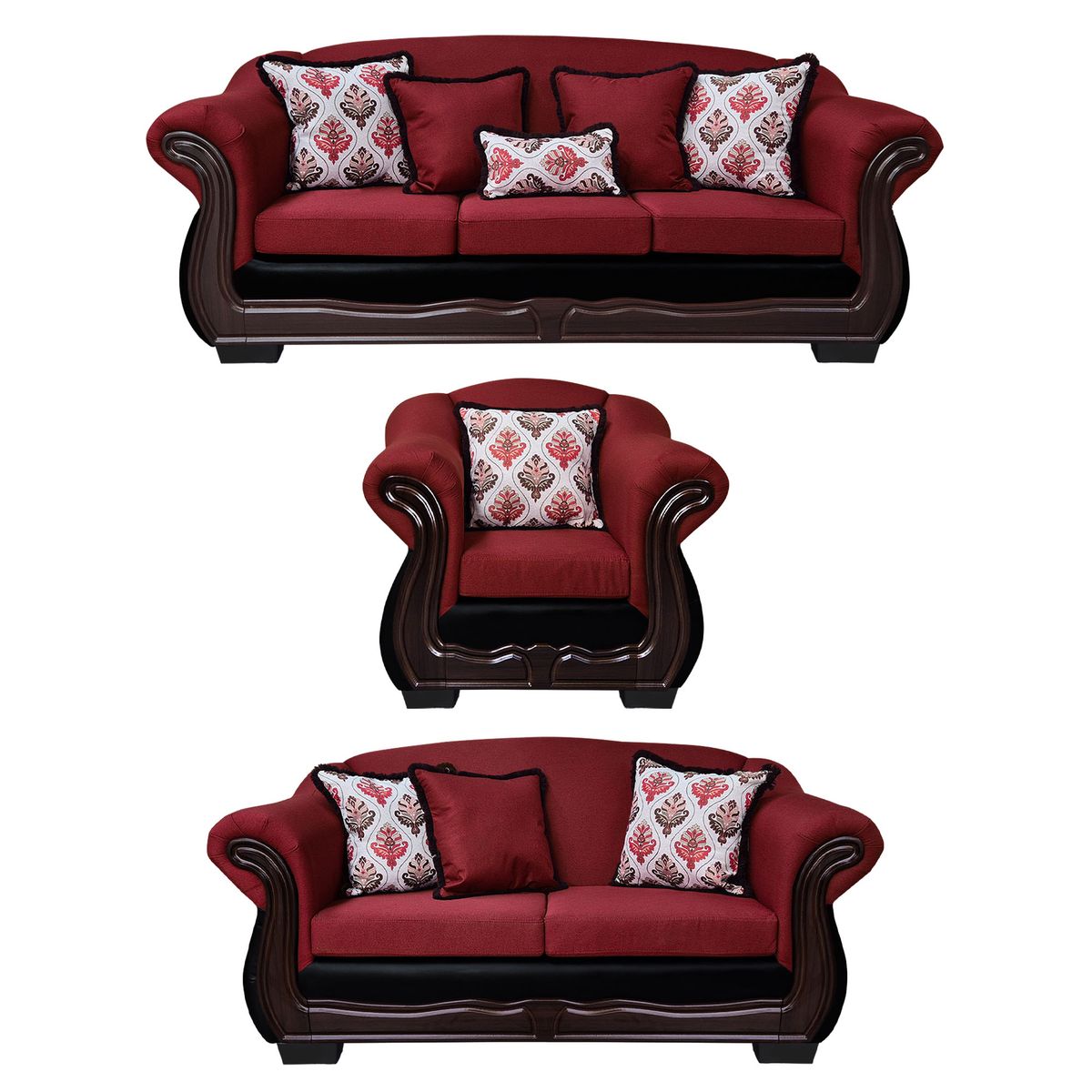 AMERICA DECORA - Living Con Resorte Estructural Búfalo 8 Personas 4+3+1 Chenille+PU