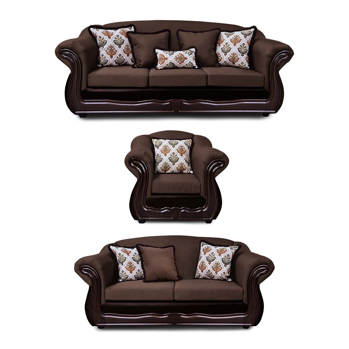 AMERICA DECORA - Living Con Resorte Estructural Búfalo 8 Cuerpos 4+3+1 Chenille+PU