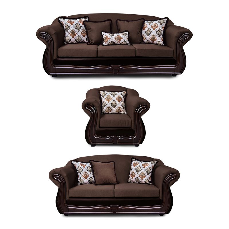 AMERICA DECORA - Living Con Resorte Estructural Búfalo 8 Personas 4+3+1 Chenille+PU