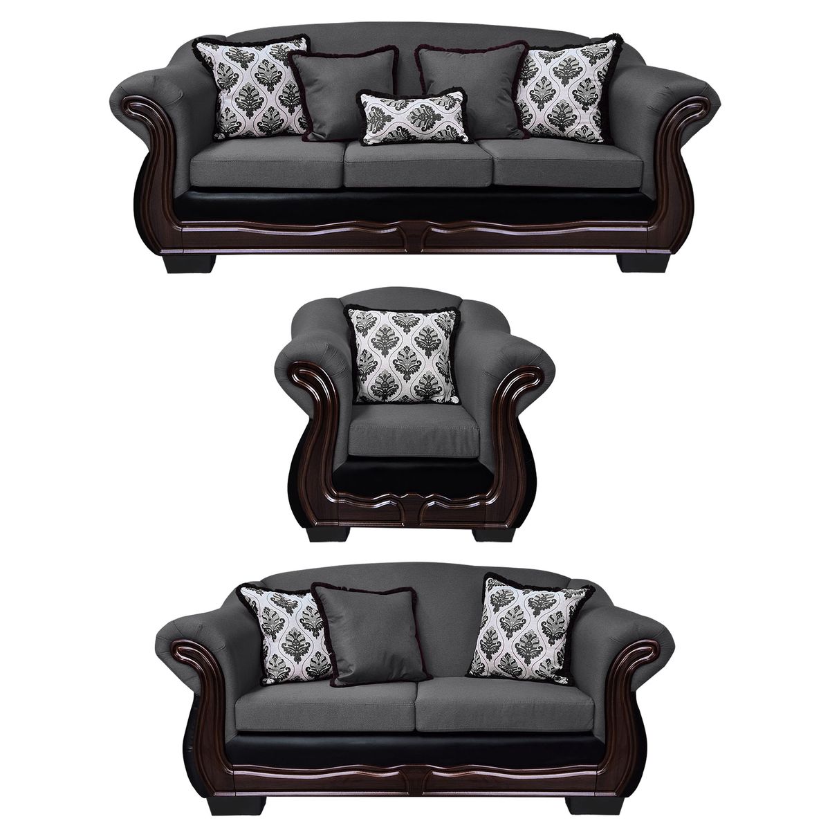 AMERICA DECORA - Living Con Resorte Estructural Búfalo 8 Cuerpos 4+3+1 Chenille+PU