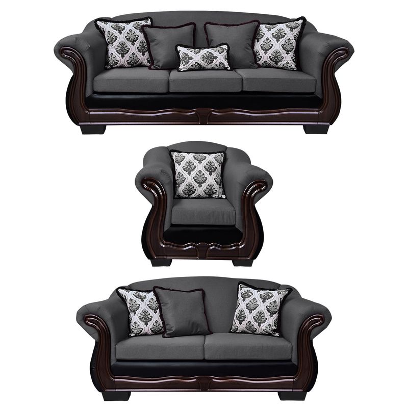 AMERICA DECORA - Living Con Resorte Estructural Búfalo 8 Personas 4+3+1 Chenille+PU