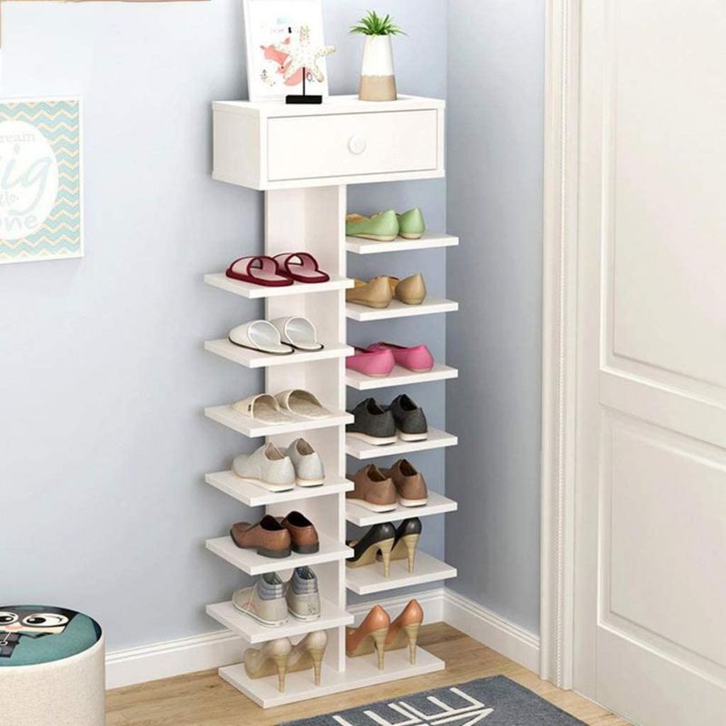 GENERICO - Zapatero Organizador Estante Zapatos 14 Pcs Hall Armario Color Blanco