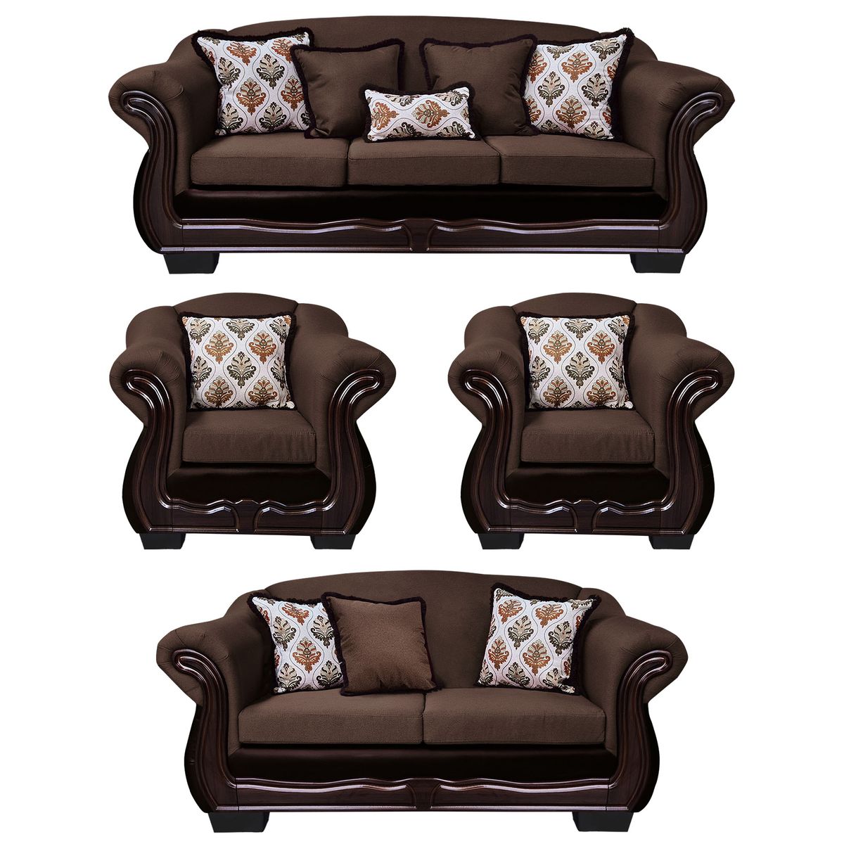 AMERICA DECORA - Living Con Resorte Estructural Búfalo 9 Cuerpos 4+3+1+1 Chenille+PU