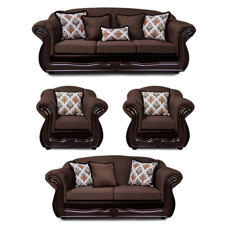 AMERICA DECORA - Living Con Resorte Estructural Búfalo 9 Personas 4+3+1+1 Chenille+PU