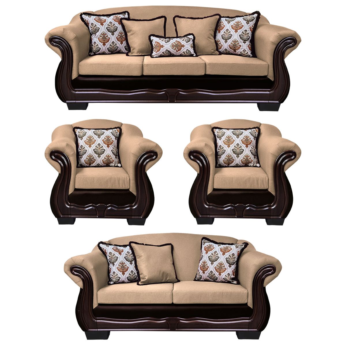 AMERICA DECORA - Living Con Resorte Estructural Búfalo 9 Cuerpos 4+3+1+1 Chenille+PU