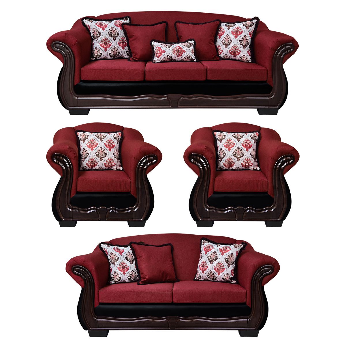 AMERICA DECORA - Living Con Resorte Estructural Búfalo 9 Personas 4+3+1+1 Chenille+PU