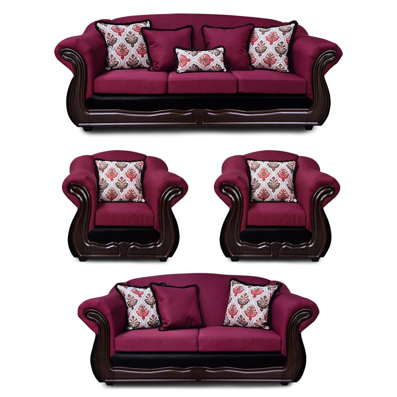 AMERICA DECORA - Living 4-3-1-1 Grand Búfalo Mixto Rojo