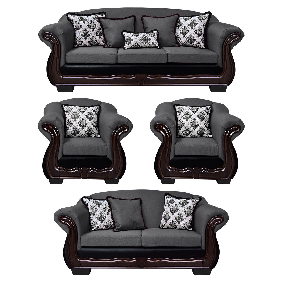 AMERICA DECORA - Living Con Resorte Estructural Búfalo 9 Cuerpos 4+3+1+1 Chenille+PU