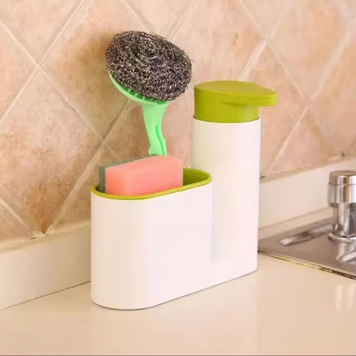 GENERICO - Dispensador Jabón Líquido Lavaplatos Lavalozas Porta Esponja