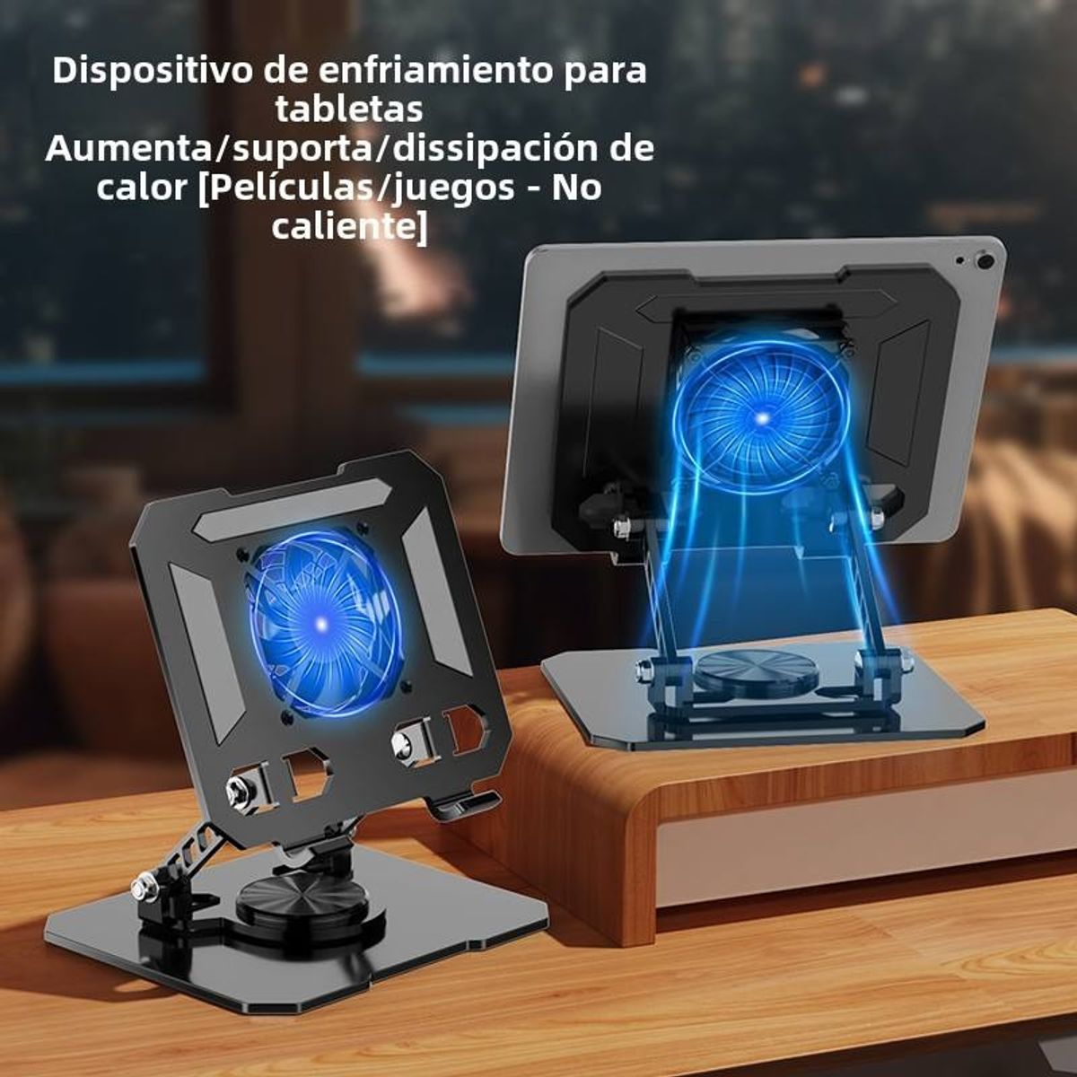 GENERICO - Soporte Cooler Externo Tablet Antideslizante Color Negro