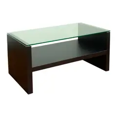 GENERICO - MESA DE CENTRO WALNUT RECTANGULAR DE VIDRIO