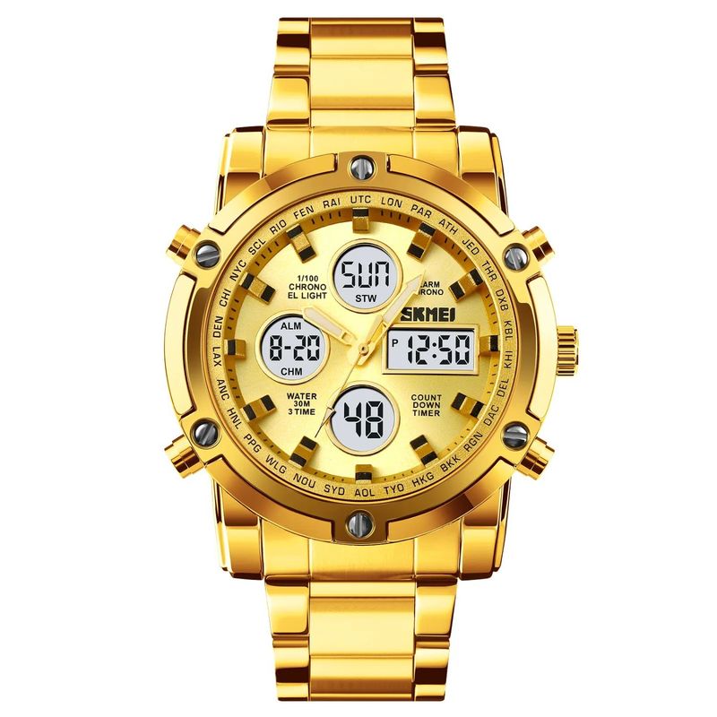 SKMEI - Reloj pulsera Skmei hombre elegante moderno análogo digital luminoso