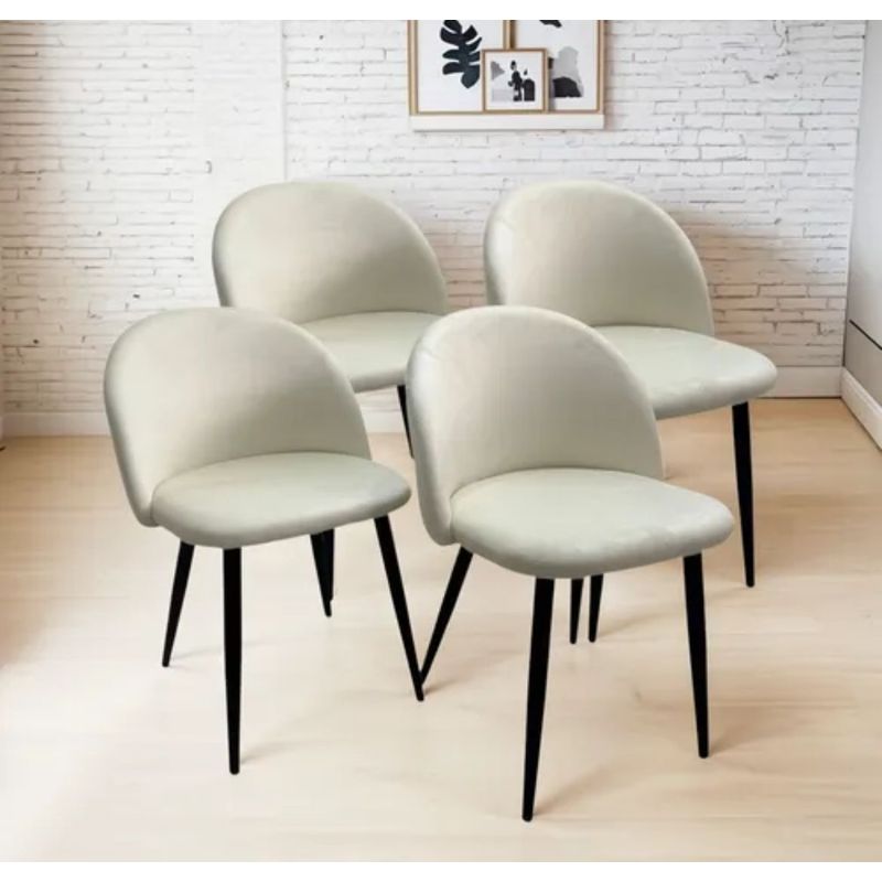 GENERICO - Pack 4 Silla de comedor Nordic Felpa Black - Beige.