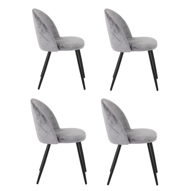 GENERICO - Pack 4 Silla de comedor Nordic Felpa Black - Gris