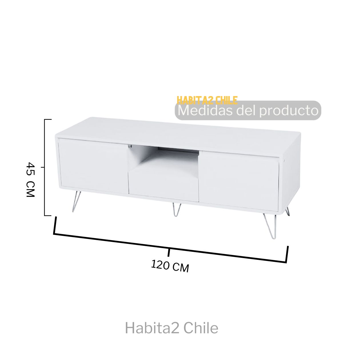 HABITA2 CHILE - BUFFET WHITE 2 CAJONES (RACK TELEVISOR)