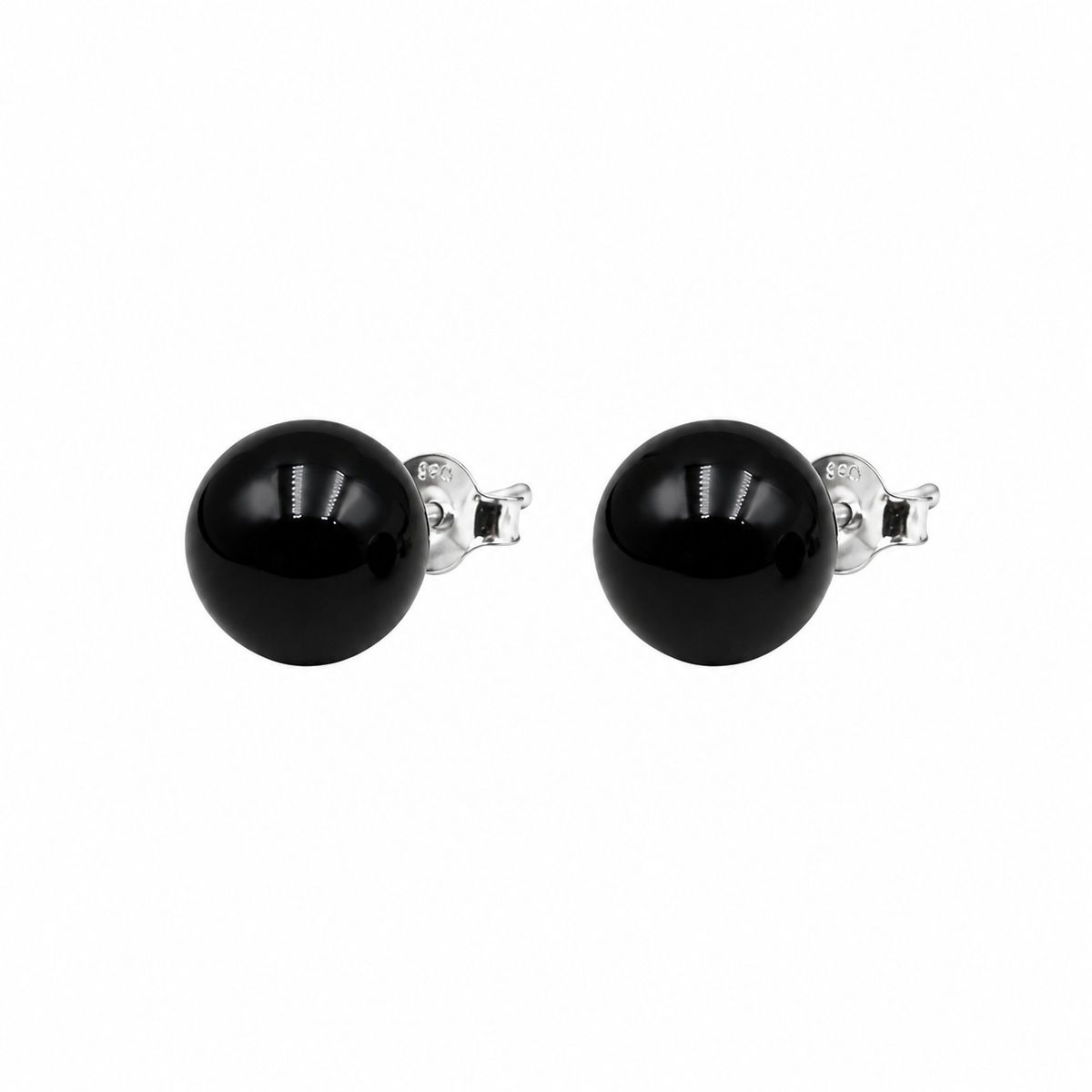JOYAS MYTOKE - Aros Piedra Onix Apegado Plata Fina 925 Juvenil