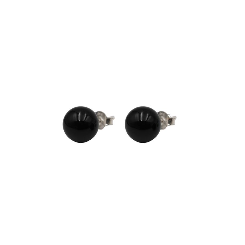 JOYAS MYTOKE - Aros Piedra Onix Apegado Plata Fina 925 Juvenil