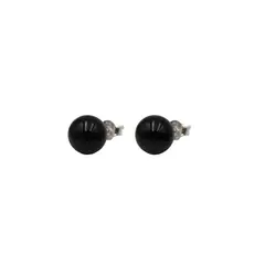 JOYAS MYTOKE - Aros Piedra Onix Apegado Plata Fina 925 Juvenil