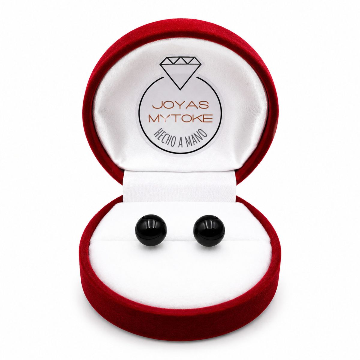 JOYAS MYTOKE - Aros Piedra Onix Apegado Plata Fina 925 Juvenil
