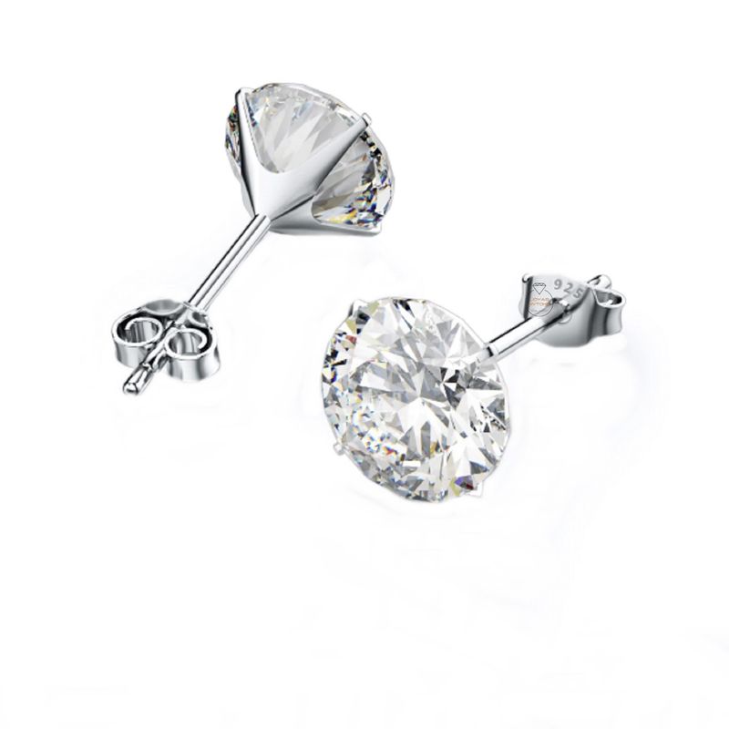 JOYAS MYTOKE - Aros Plata Fina 925 Circon Redondo 8mm Punto De Luz Clasicos