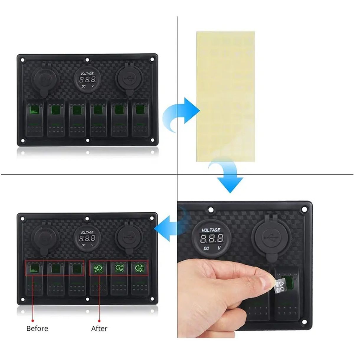 GENERICO - Panel Interruptor Led Encendido 12v A 24v