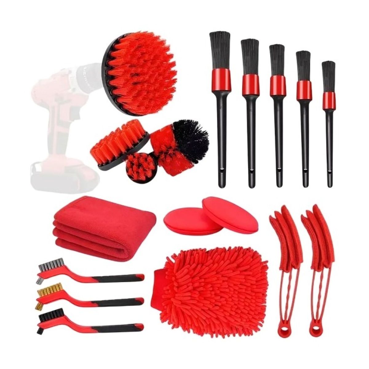 GENERICO - Kit 18 Piezas Limpieza De Auto Interior Y Exterior