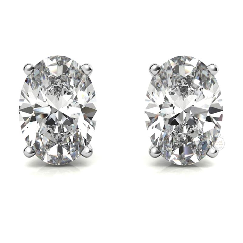 JOYAS MYTOKE - Aros Punto Luz Circon Ovalado Tornillo Plata 925 Mujer Amor