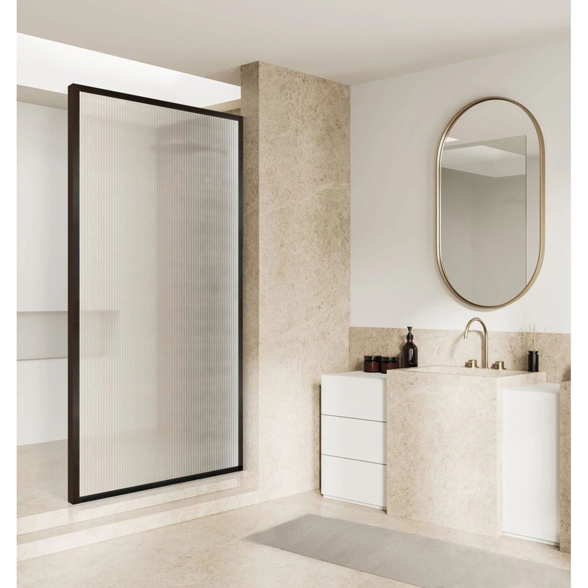 DELL ORTO - Shower Door Canale 80X190 cm Vidrio Acanalado
