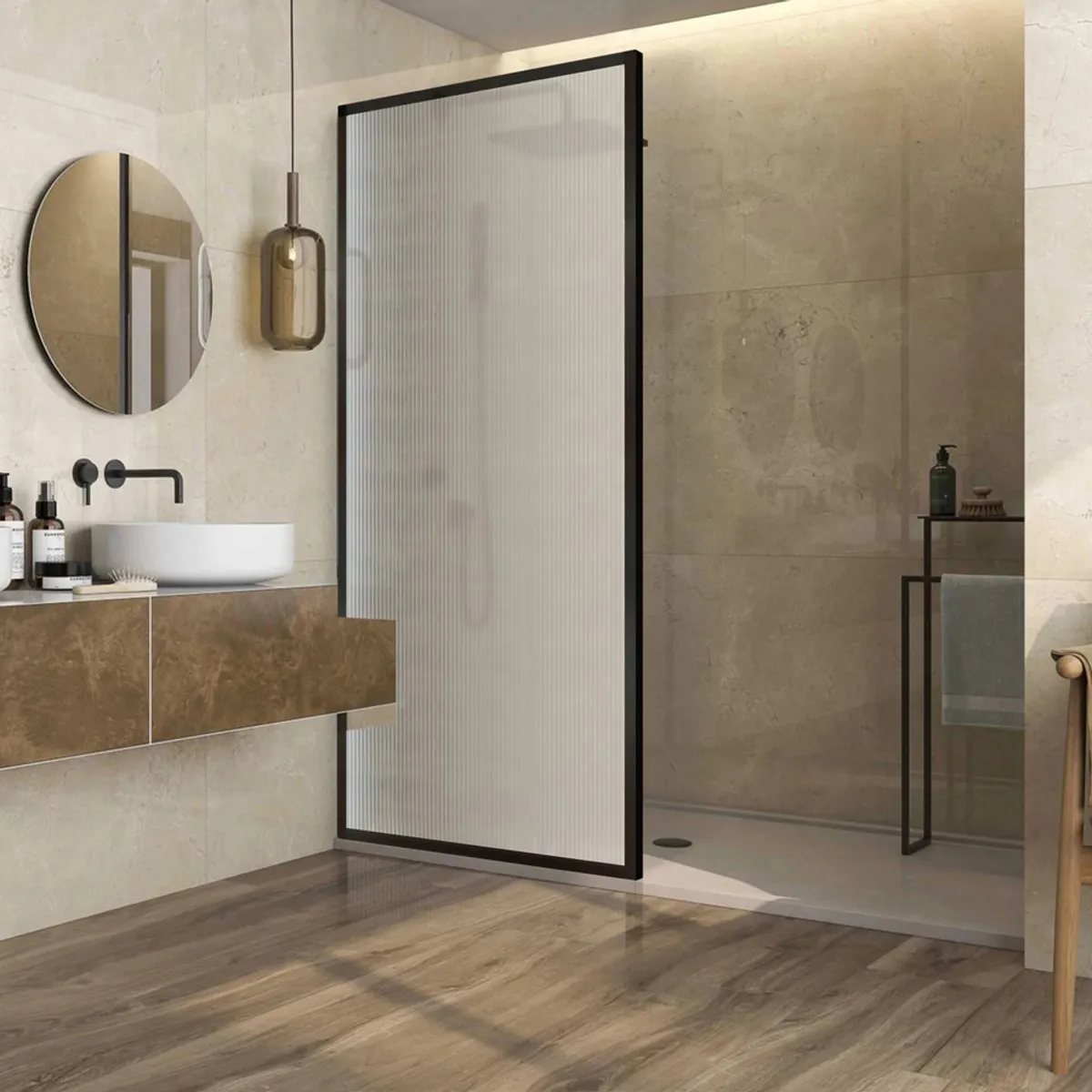 DELL ORTO - Shower Door Canale 90X190 cm Vidrio Acanalado