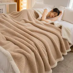 EL CASTILLO FRAZADAS - Frazada sherpa 1.5 plaza beige 150x200 liviana lana cordero