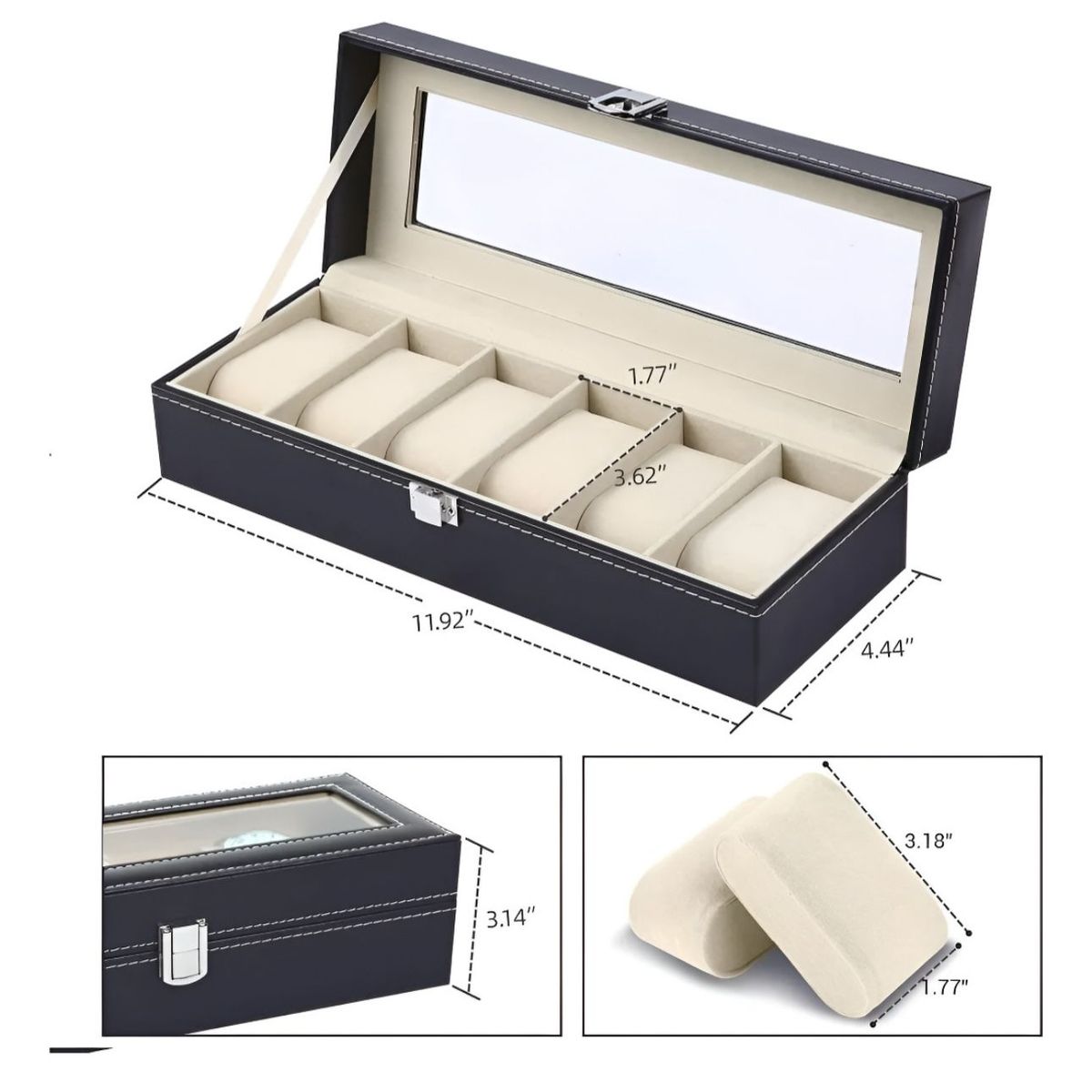 GENERICO - Estuche Caja De Organizador  Reloj 6 Compartimiento