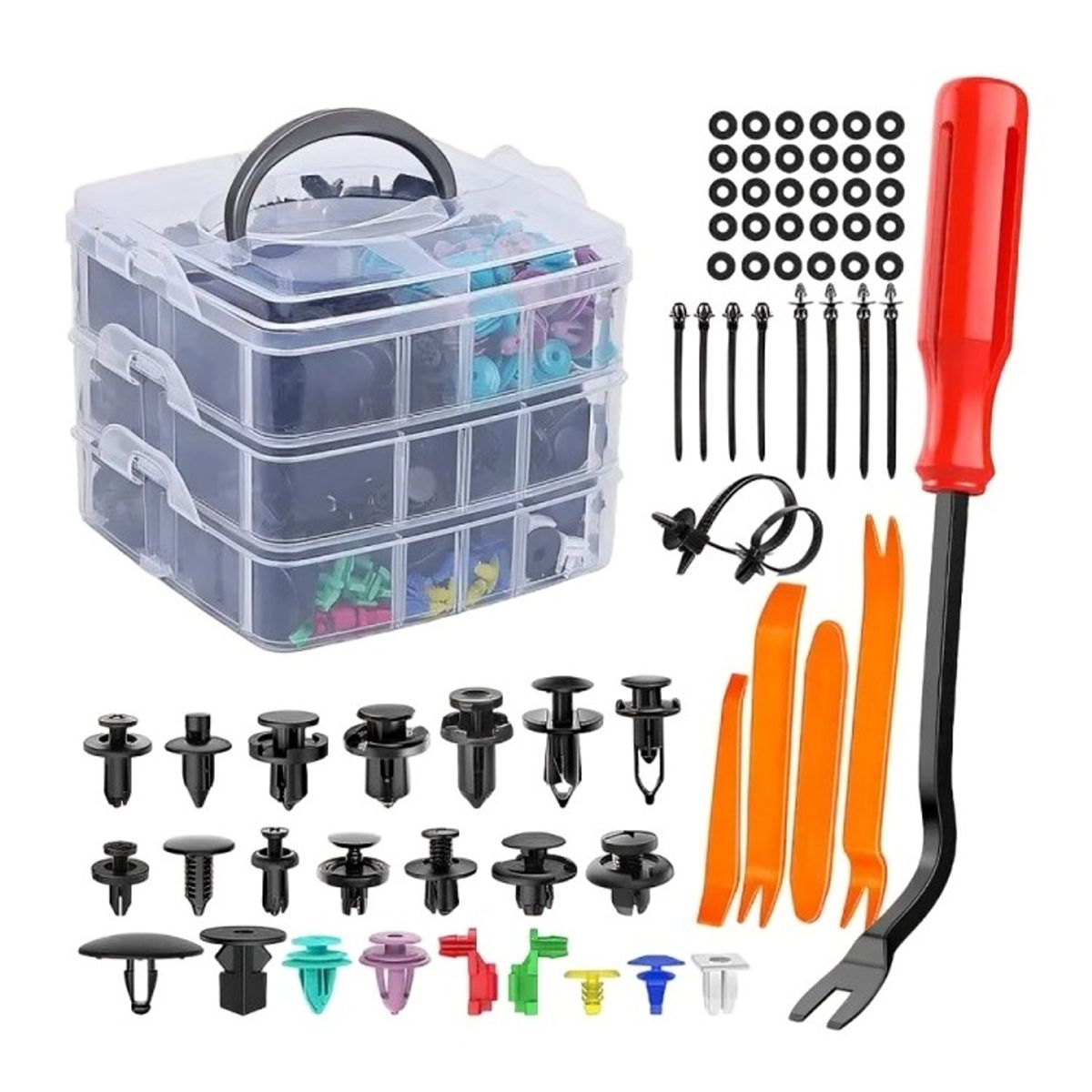 GENERICO - Kit 725 Clip Broche Retención Plástico Auto Lata Tapabarro