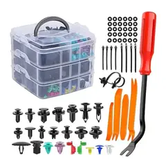 GENERICO - Kit 725 Clip Broche Retención Plástico Auto Lata Tapabarro