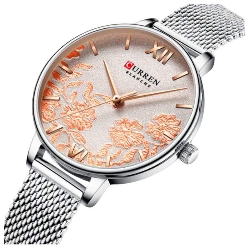 CURREN - Reloj cuarzo pulsera damas Curren elegante de lujo de acero inoxidable
