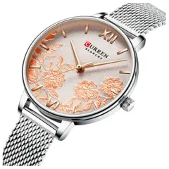 CURREN - Reloj cuarzo pulsera damas elegante de lujo de acero inoxidable