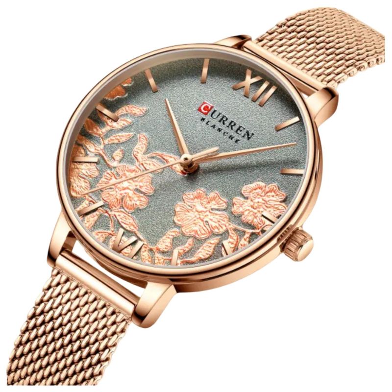 CURREN - Reloj cuarzo pulsera damas Curren elegante de lujo de acero inoxidable