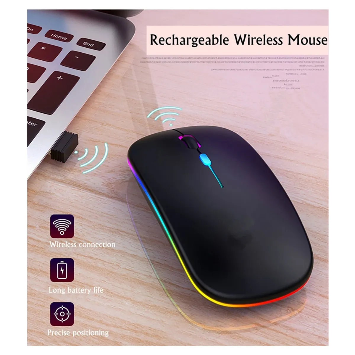 IRM - Mouse Inalambrico Silencioso Bluetooth Recargable Usb 24ghz