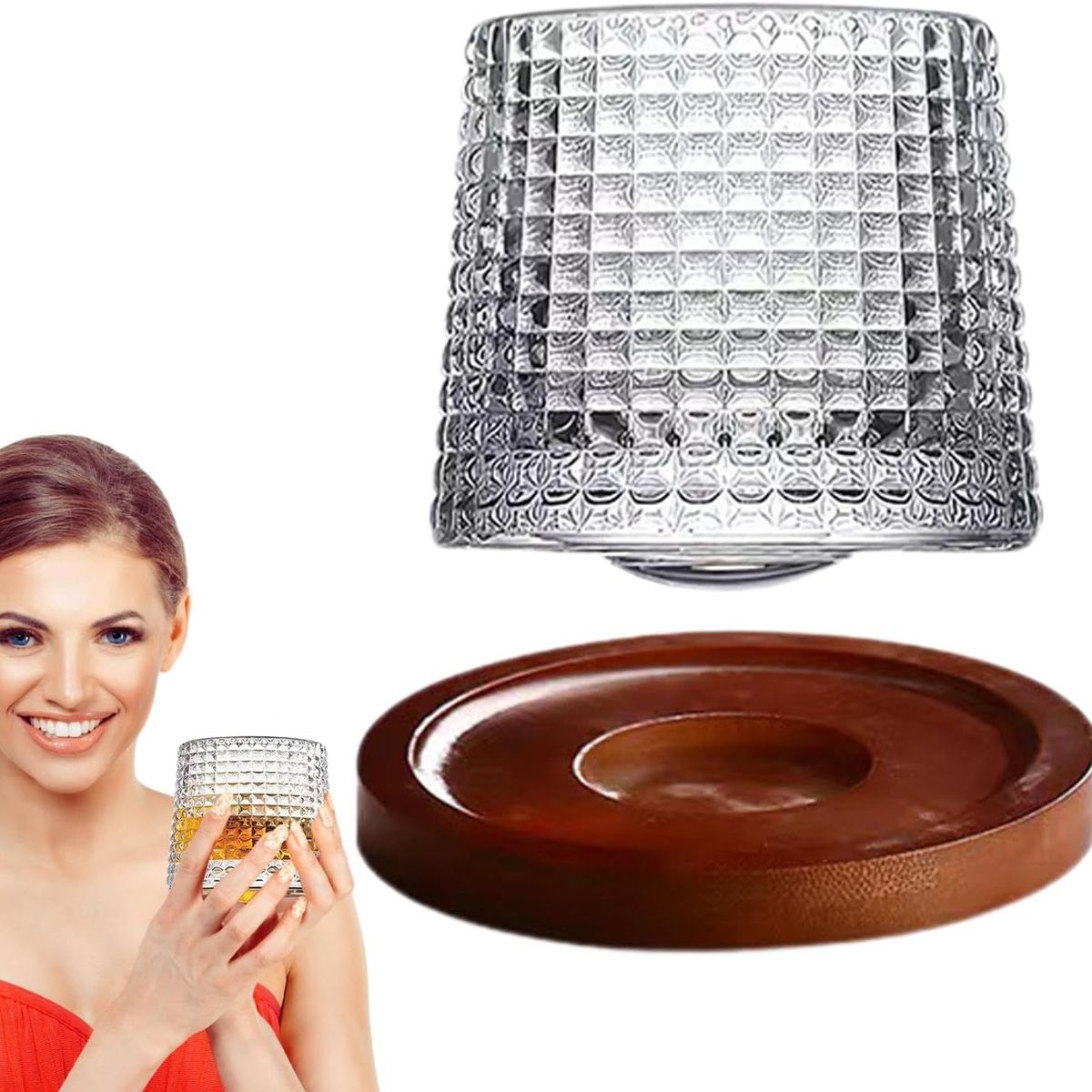 GENERICO - 160ml Vasos De Whisky Vaso De Vidrio Giratorio Con Soporte