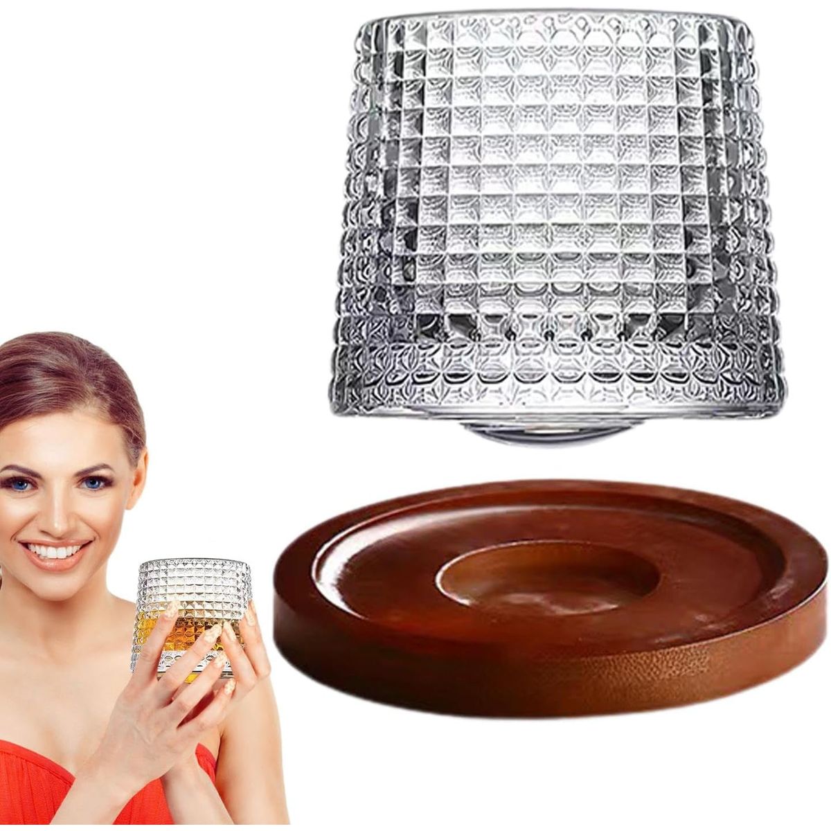 GENERICO - 160ml Vasos De Whisky Vaso De Vidrio Giratorio Con Soporte