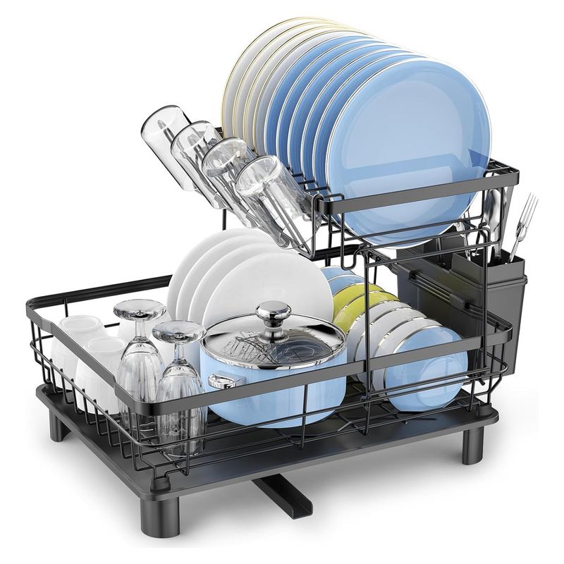 GENERICO - Escurridor Secador Platos 2 Niveles Organizador Rack Cocina